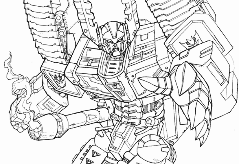 coloriage transformers laser fumant